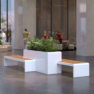 户外不锈钢花箱座椅组合露台种植箱铁艺外摆隔断室外庭院坐凳订制