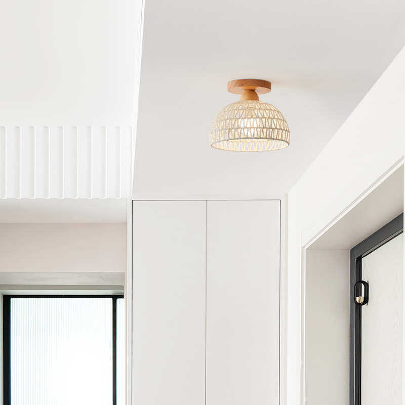 藤编玄关走廊灯灯间个性民灯编织宿过道阳台吸顶灯日式灯具衣帽灯,家装灯饰光源,智能吸顶灯,淘宝优惠券,粉丝福利购,淘宝优惠卷