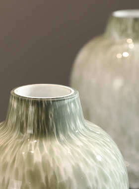 批发中古高脚艺术造型白瓷彩点玻璃花瓶插花侘寂风民宿客厅装饰