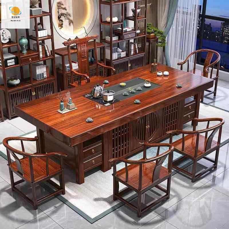 实木EZN茶桌一泡整套茶茶几台茶转角可旋转移动喝茶几带烧水桌一