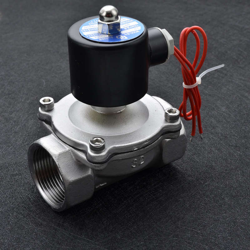 304不锈钢电磁开关阀2w不锈钢水阀气阀电磁阀常闭220v24v12v DN20