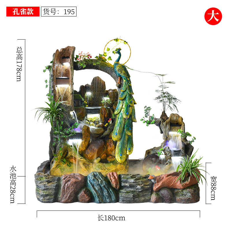 户外墙角招财加湿器办公室动物水景庭院树脂流水摆件装饰树脂阳台