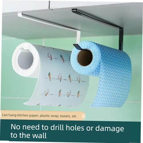 Non-perforated kitchen paper towel rack under cabinet hanger