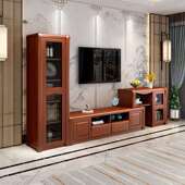 新式 实木电视X605柜组储合物木现代简代橡胶木客厅中视听原柜家具