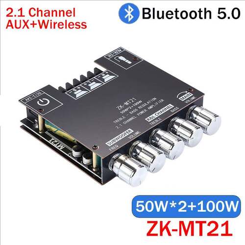 ZK-MT21 50W*2+100W 2.1声道蓝牙数字功放模块高低音调超重低音