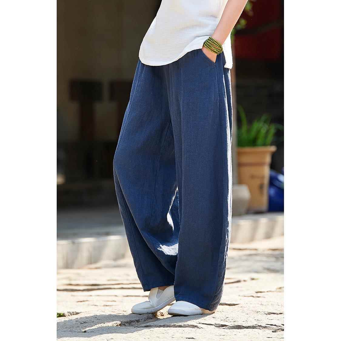 高档新款服极亚麻春秋男女棉麻灯笼裤太极中国风裤时尚太武术裤子