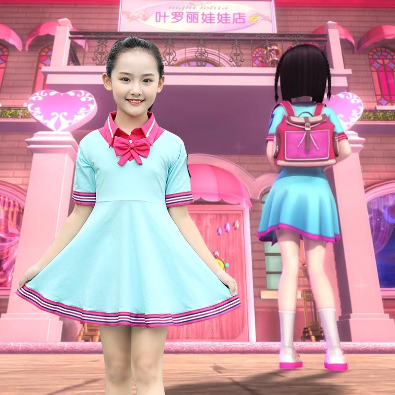 叶罗丽公主裙衣服装裙子女童夏萝莉孩连衣裙校服六一节服装演出服