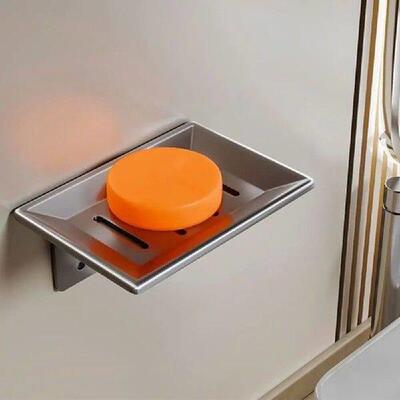 Space Aluminum Soap Dish Storage Holder No Drilling Wall