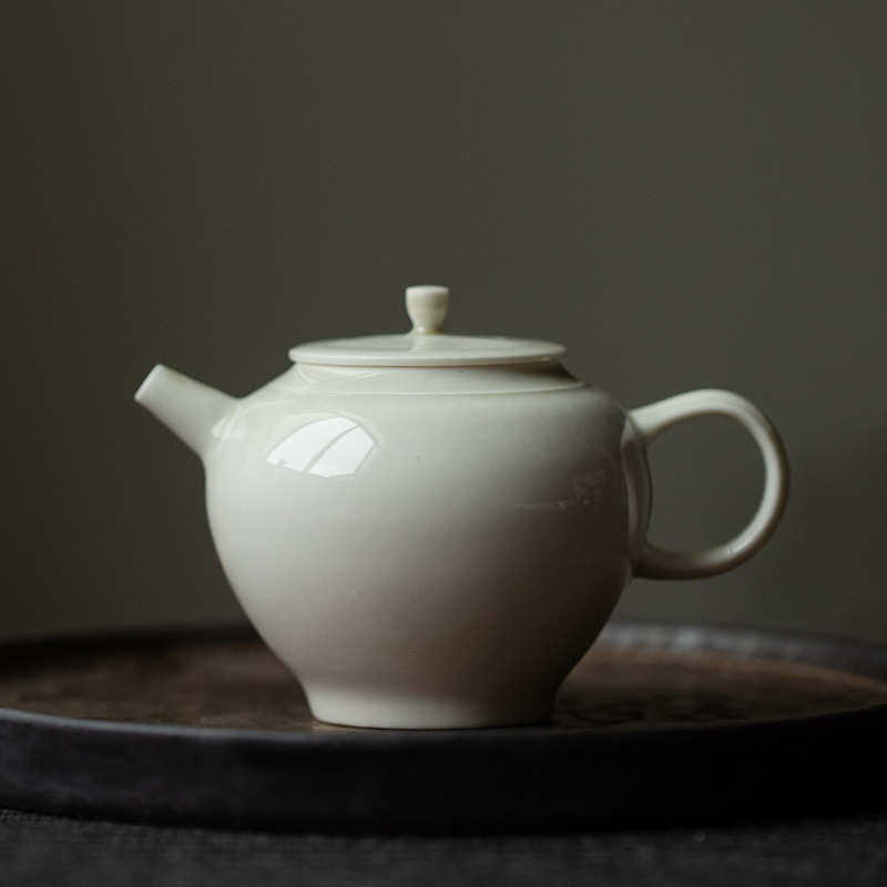 手工薄胎草木灰釉泡茶壶陶瓷带过滤单壶青灰釉功夫茶具小茶壶