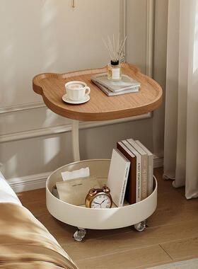 几床头边奶油移动茶几移置动小桌子现代用简易家创意双层ZJD物架