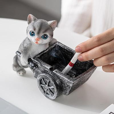 烟灰缸创意个性潮流防飞灰家用客厅可爱猫咪办公室防烟味树脂摆件