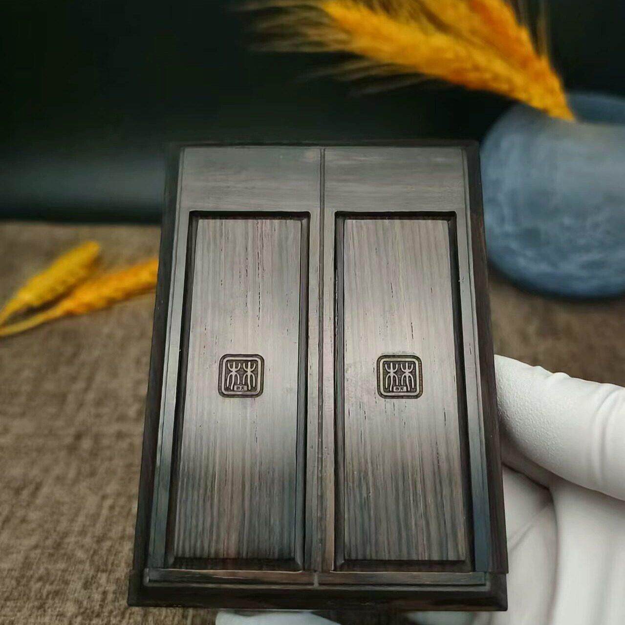 张圣林竹蛉虫盒90长63宽25高黑檀木暗板金钟扎嘴黄蛉鸣用具包邮