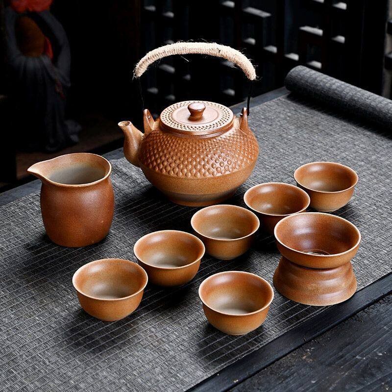 提梁壶茶具套装粗陶整套陶瓷功夫茶具家用简约围炉煮茶一整套高档