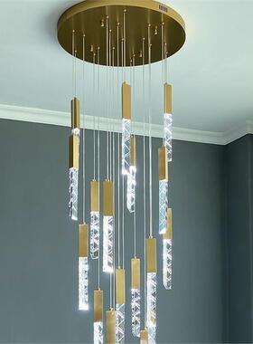 新款复20空23年轻e奢ld现代简QKB约别墅式客厅酒店楼梯中长水晶吊