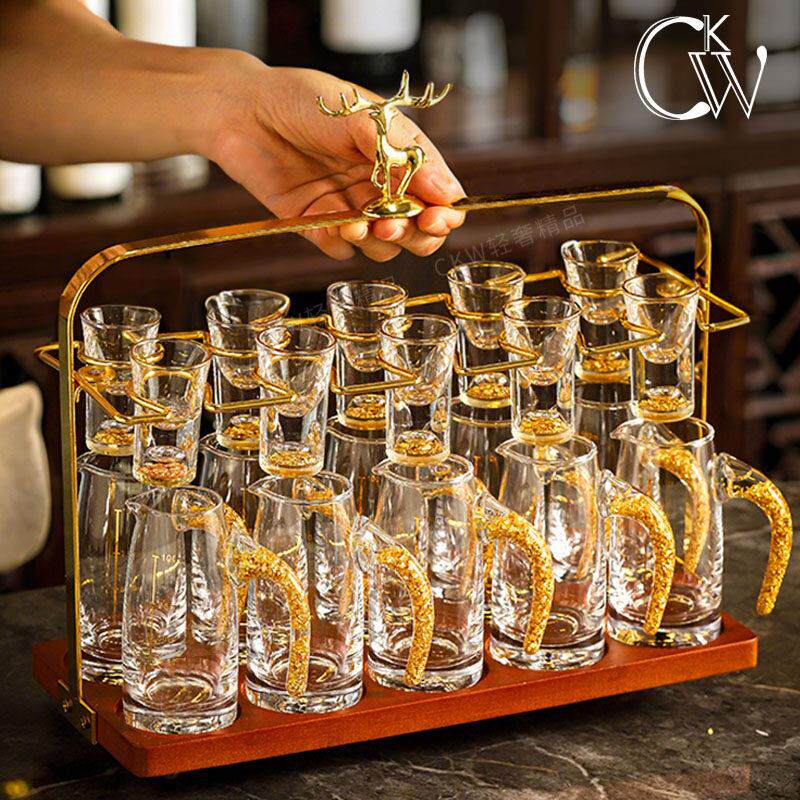 CKW 金箔高端分酒器白酒杯套装家用高级感酒具高档小酒杯壶收纳层