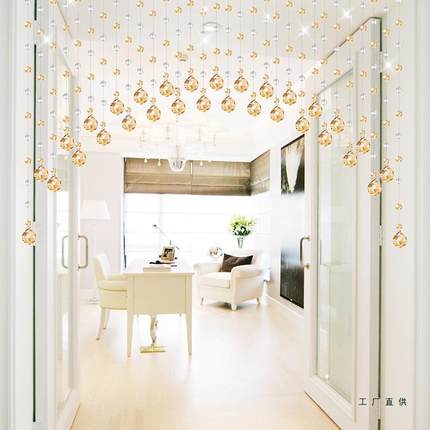 珠帘水晶隔断帘子挂帘门半帘客厅奢生HGK玄关屏风卧室免打孔卫轻