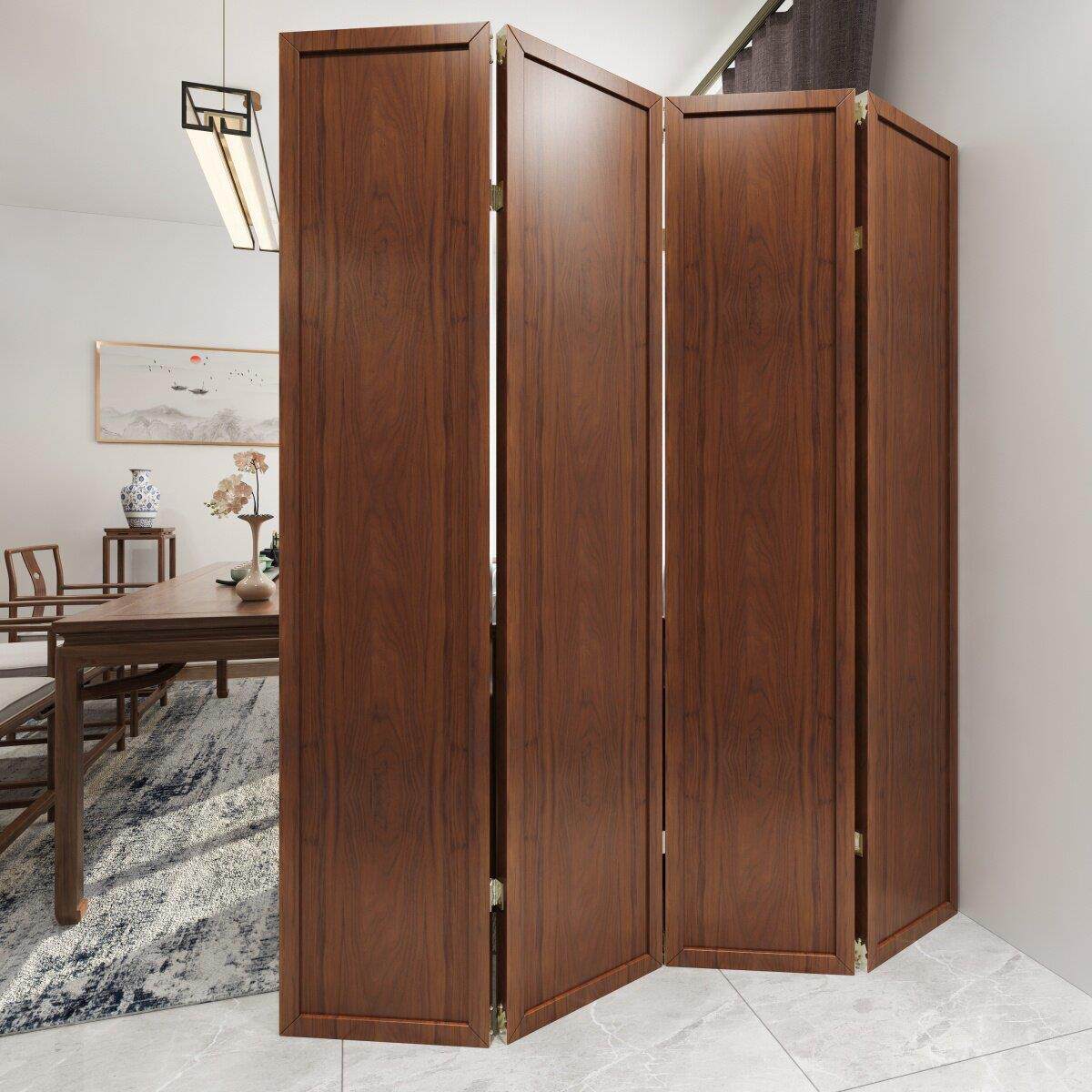 新款中式简约屏风装饰隔断架客厅简约木质玄关卧室遮挡可移动折屏