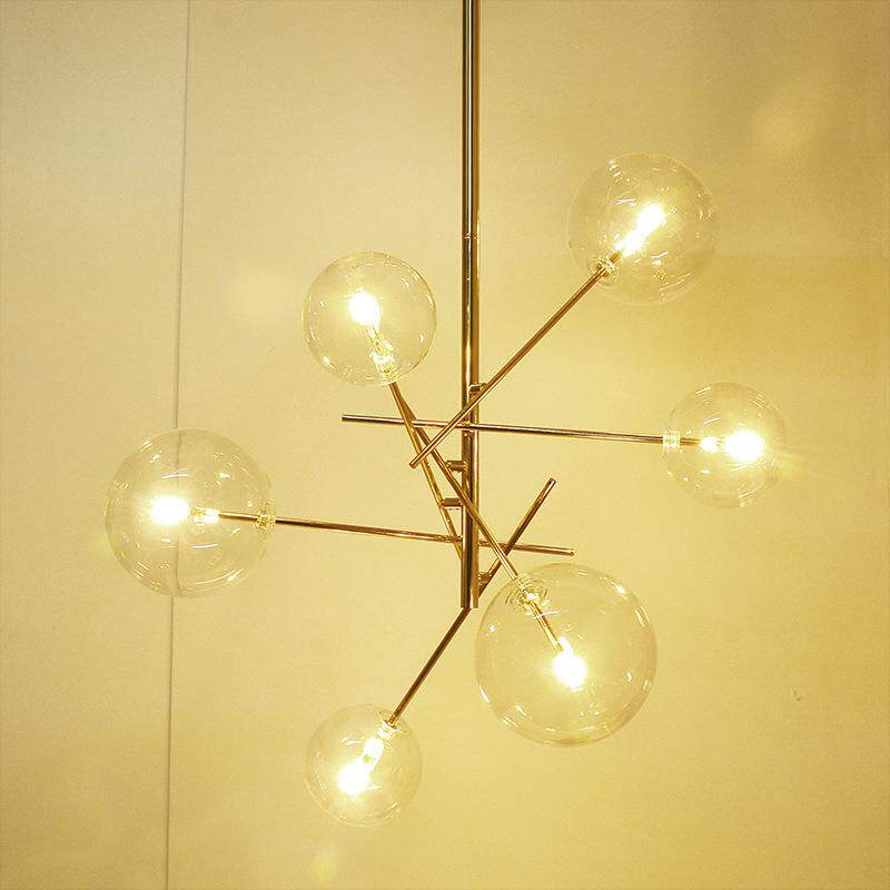 北欧现代简约个性玻璃铁艺吊灯创意餐厅客厅书房卧室