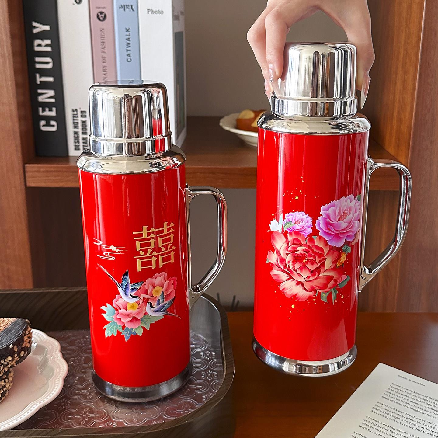 复古保温壶覆钛大容量家用泡茶保暖壶结婚礼物情侣水杯老式热水瓶
