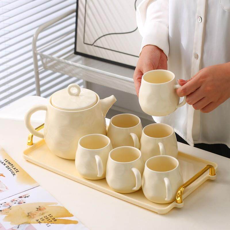 轻奢家用带托盘水具陶瓷套杯水杯高档家庭套装客厅茶杯茶具花茶壶