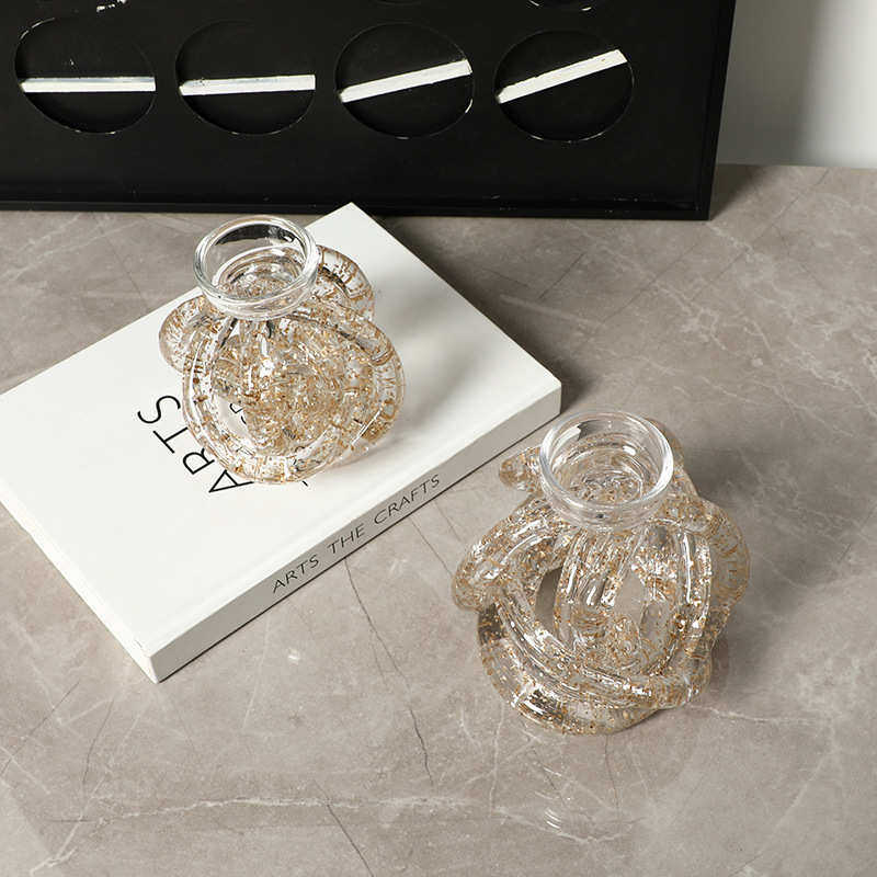 现代轻奢条球金箔玻璃烛台摆件样板房客厅餐边柜高级感创意装饰品,家居饰品,装饰摆件,淘宝优惠券,粉丝福利购,淘宝优惠卷