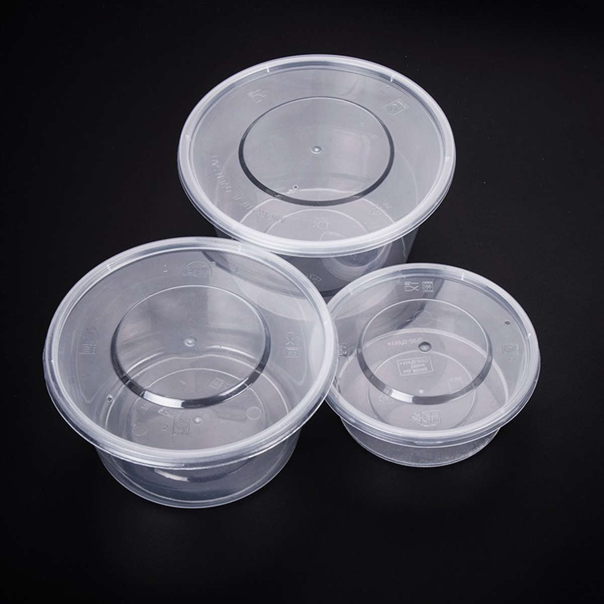 1000ml圆形一次性打包盒餐盒加厚外卖塑料饭盒透明快餐盒汤碗带盖