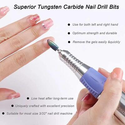 Nail Drill Bits for Acrylic Gel Nails Tungsten Carbide Nail