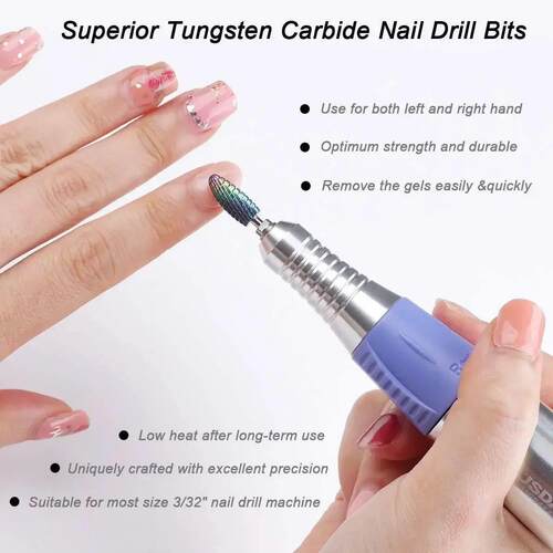 Nail Drill Bits for Acrylic Gel Nails Tungsten Carbide Nail
