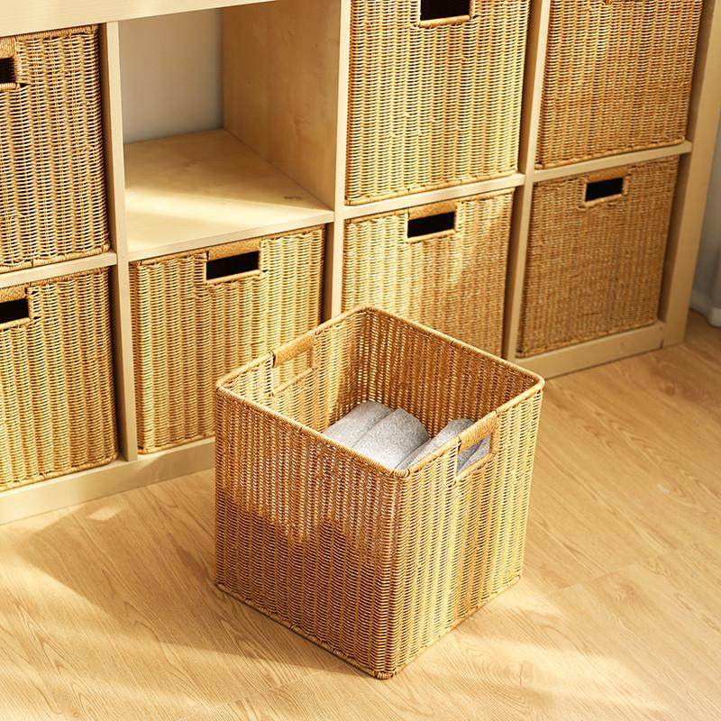 塑料藤编橱柜收纳筐 衣帽间柜子储物筐 电视柜格子篮整理篮赵之孙,收纳整理,其他收纳篮,淘宝优惠券,粉丝福利购,淘宝优惠卷