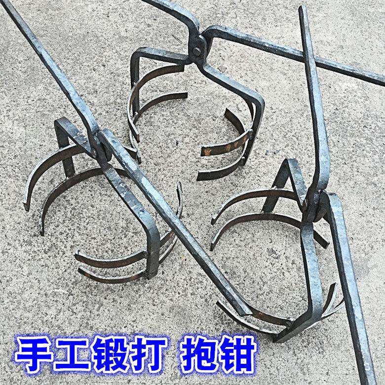 手工锻造石墨坩埚钳子熔铜圆口钳扁弯咀扁口钳打铁钳双人擡抱钳夹
