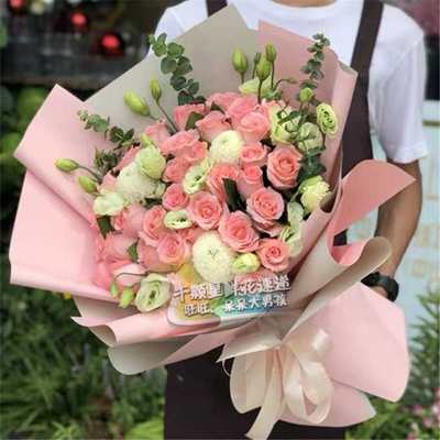 北京鲜花同城送花精品花束送女友生日订花闺蜜表白粉色戴安娜玫瑰