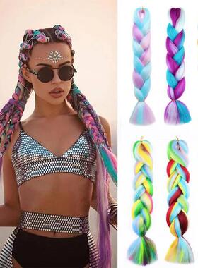 Jumbo Braiding Hair Rainbow Colors Extensions Fiber Mix Four