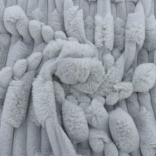 现货兔毛抽条提花竹节剪花绒布沙发毛毯绒屁垫椅垫抱枕面料