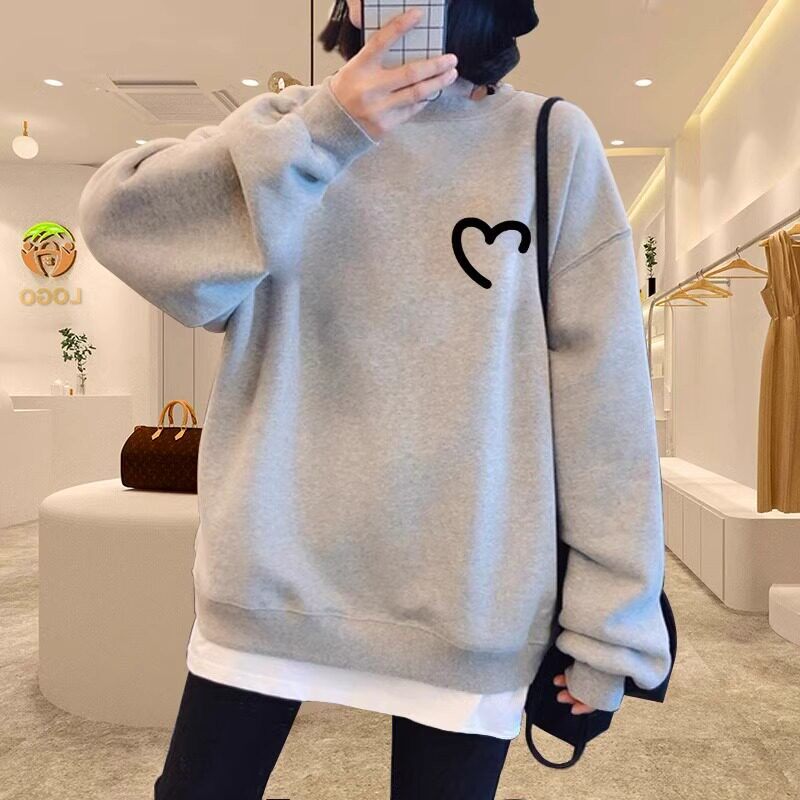 欧洲站灰色假两件卫衣女2025新款爆款春秋冬季高级感加绒加厚上衣