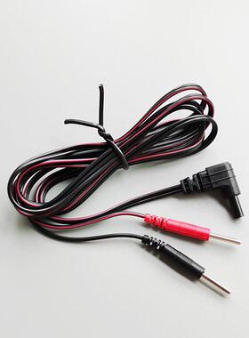理疗电极导线安规头一拖二插针电极片连接线按摩理疗仪导线红黑线