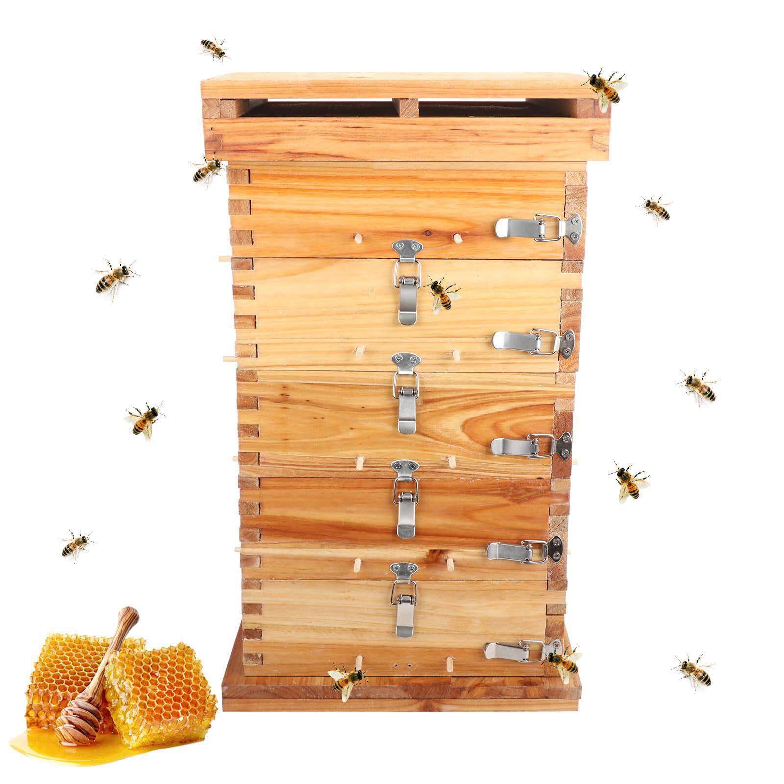 中蜂格子箱杉木煮蜡蜂箱厚土养蜜蜂箱诱蜂桶方格子养蜂工具