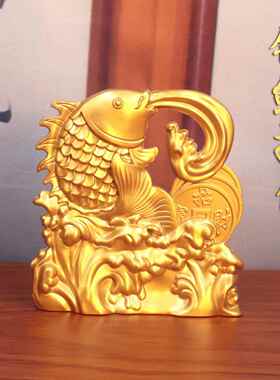 沙金锦鲤摆件鲤鱼跃龙门招财进宝年年有鱼办公室装饰工艺品摆件
