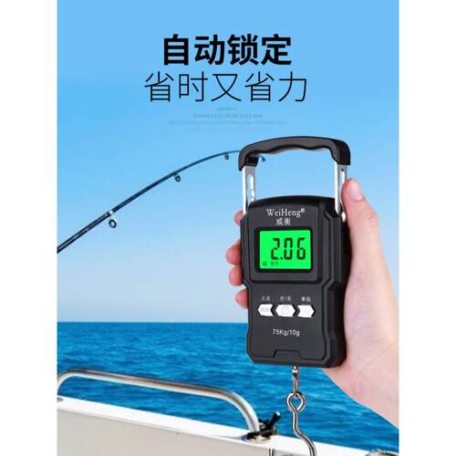 威衡75公斤精准手提电子秤小型快递称便携式家用称吊勾行李称鱼器