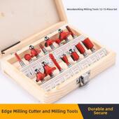 修边机雕刻机木工DIY 15件套装 木工电动铣刀套装 组合花刀12件套装