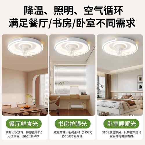 20明25年新款风扇灯量748全光谱大护眼吸顶风扇灯风书房风扇照一