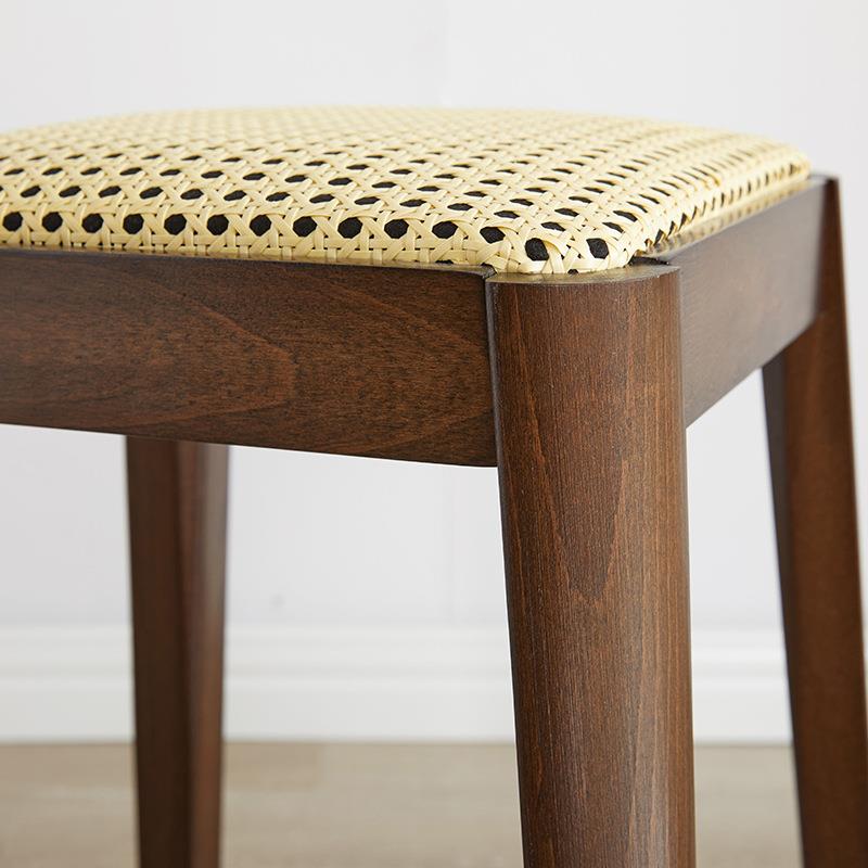 逸实木DMQ子方凳板凳凳休闲椅子家用餐凳藤编高脚家凳