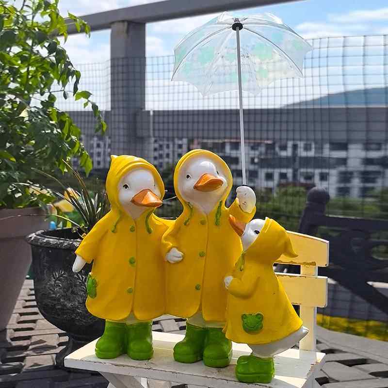 树脂可爱鸭子一家三口打伞花园装饰摆件户外庭院美式乡村装饰布景,家居饰品,户外/庭院摆件,淘宝优惠券,粉丝福利购,淘宝优惠卷