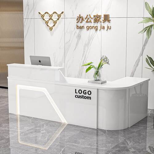 公司前台桌接待台吧台店铺收银柜台半圆转角美容院水果店超市圆弧