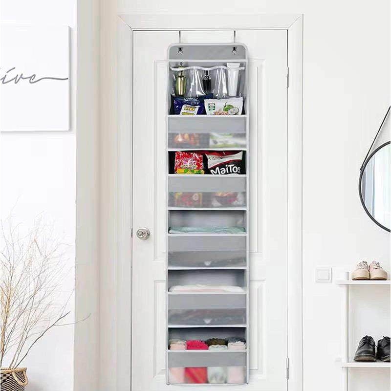 新品米色无纺布挂门上收纳袋5层大格子悬挂式储物袋门后收纳挂袋,收纳整理,收纳挂袋,淘宝优惠券,粉丝福利购,淘宝优惠卷