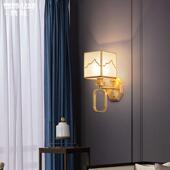 新中式 楼家用过道灯 客厅全铜壁灯卧室过道大厅背景墙床头壁灯复式