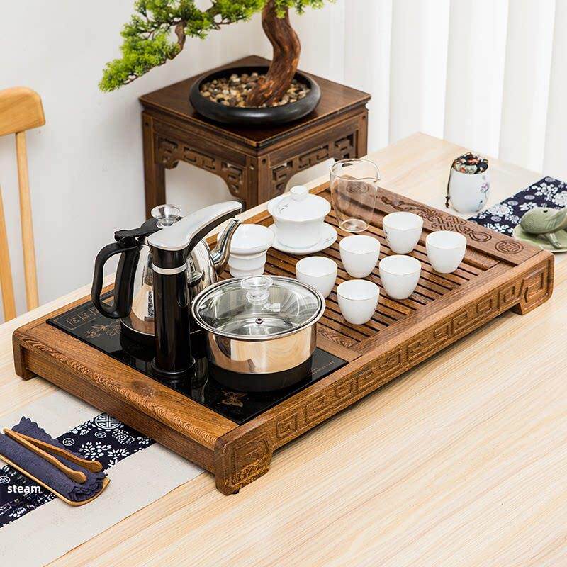 实木鸡翅木茶盘套装全自动一体机家庭办公茶桌茶海大型成套功夫茶