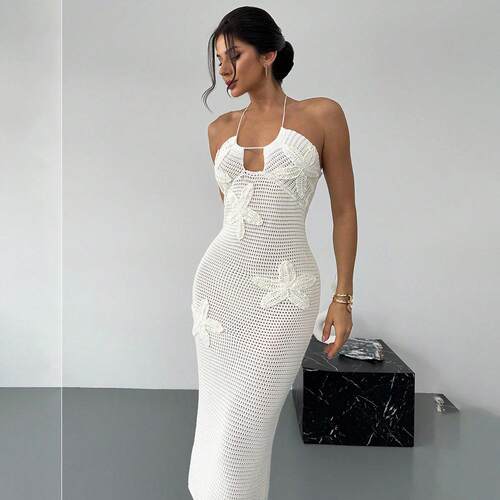 Women'S Sexy Slim-Fit Knitted Dress With Starfish Decoration