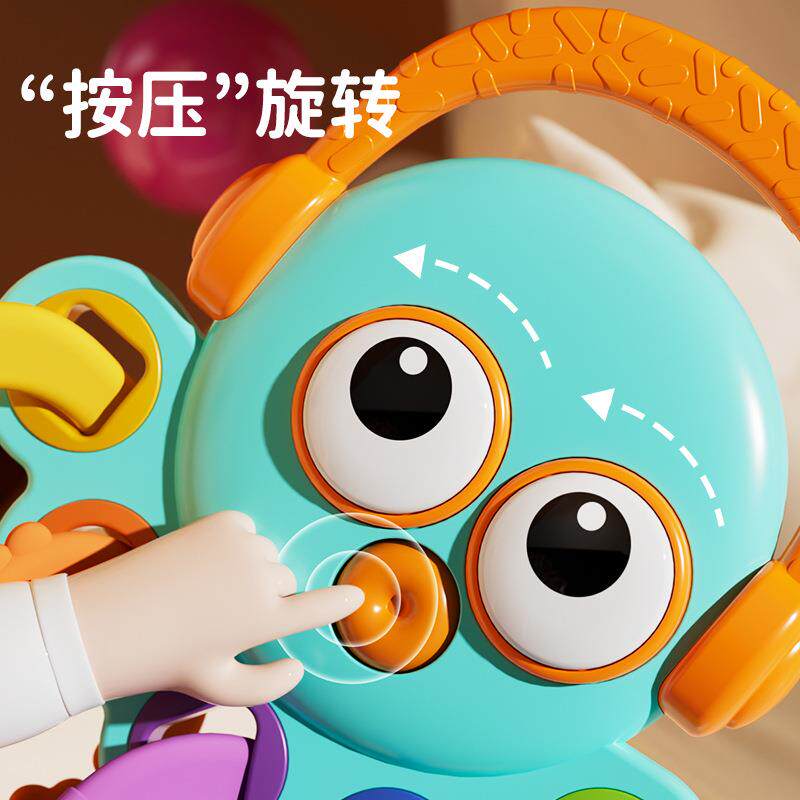 跨境婴幼儿章鱼摇铃益智玩具宝宝可啃咬软胶手抓摇铃颜色认知玩具