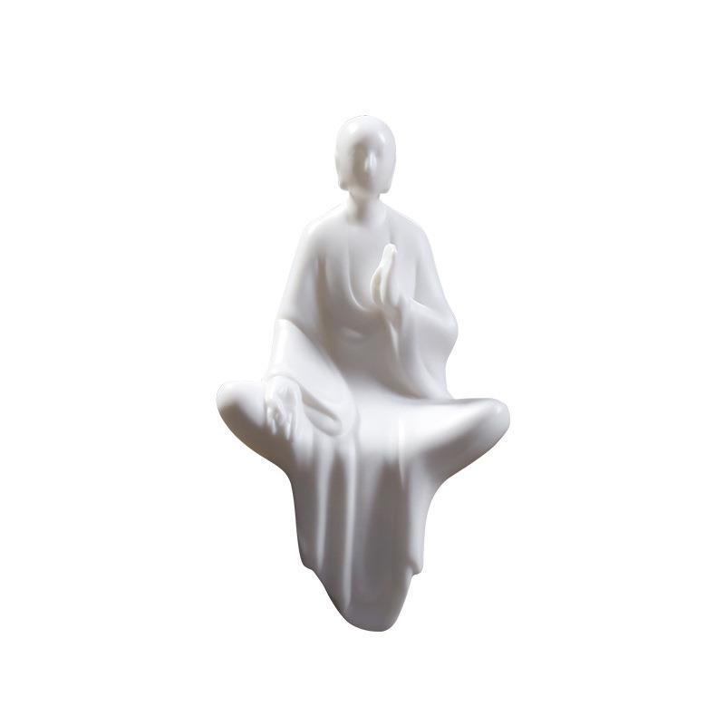 中式人物无相佛茶宠禅意摆件上釉亮光陶瓷小和尚盆栽鱼缸造景配件