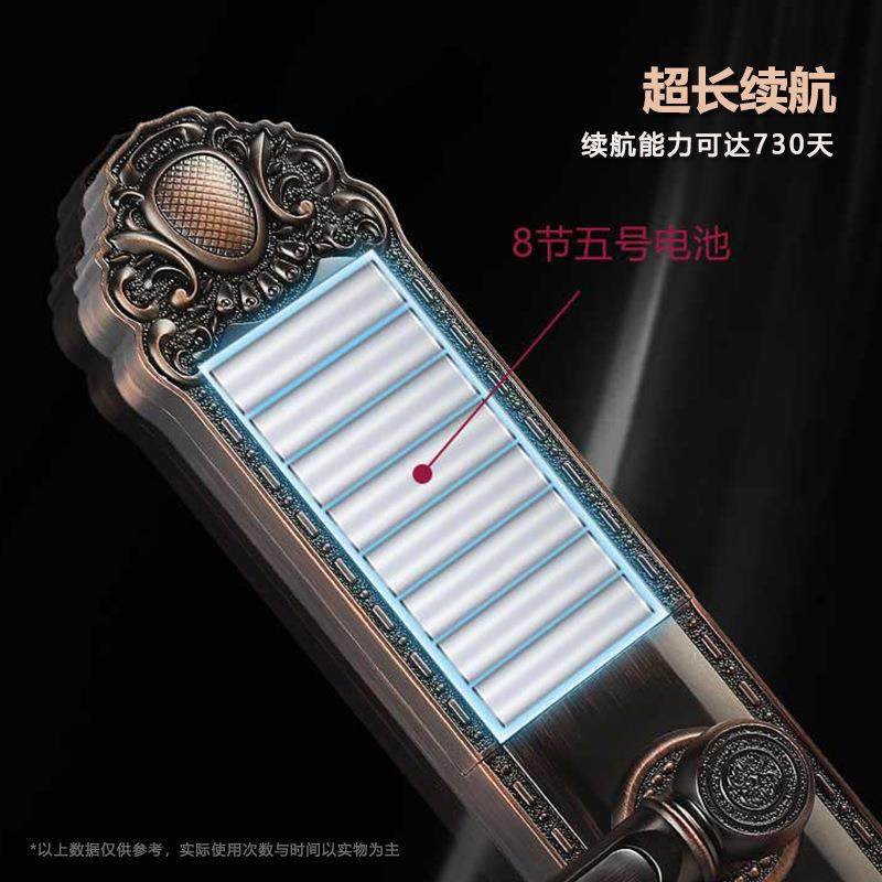 复古外欧式别墅指锁防水纹户K666盗智能锁铜质双开门密码锁小区防